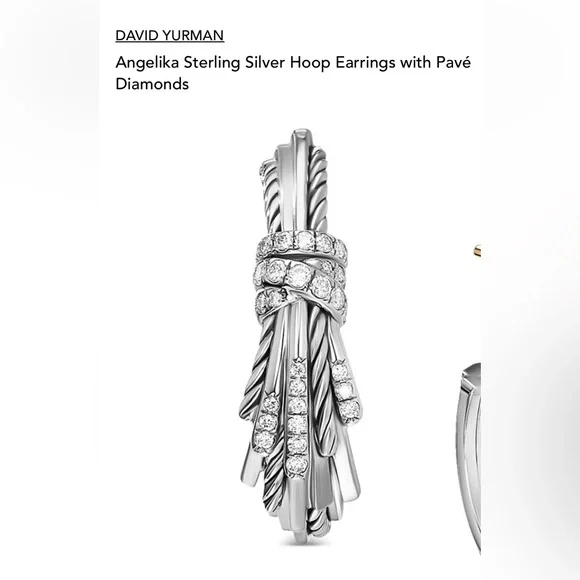 David Yurman Angelika Sterling Silver Hoop Earrings with Pavé - Picture 10 of 13